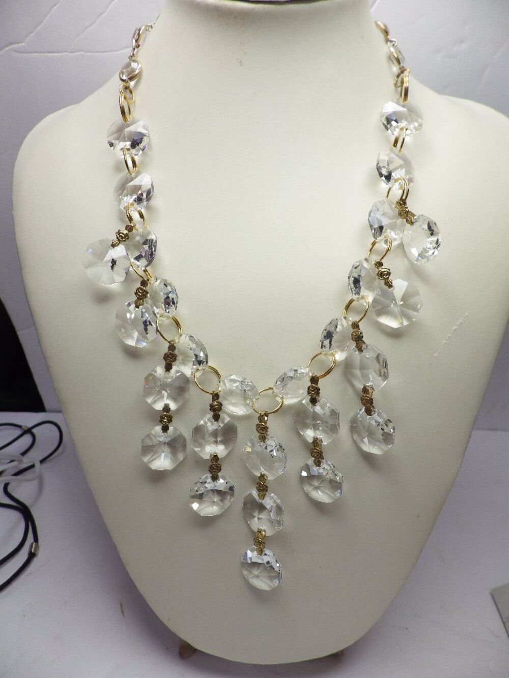 Statement Necklace & Earrings Handcrafted From Chandelier Crystals 902G1